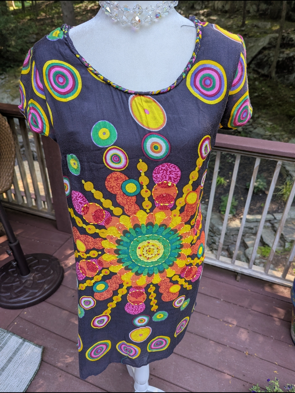 Desigual Black Tunic with Vibrant Multicolor Sunburst Embroidery - Picture 4 of 16